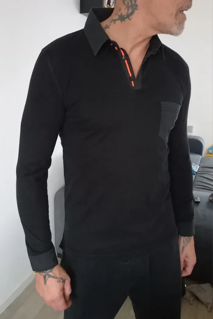 Polo noir homme S - photo numéro 2