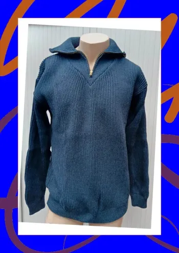 Pull col zippé XL bleu marine