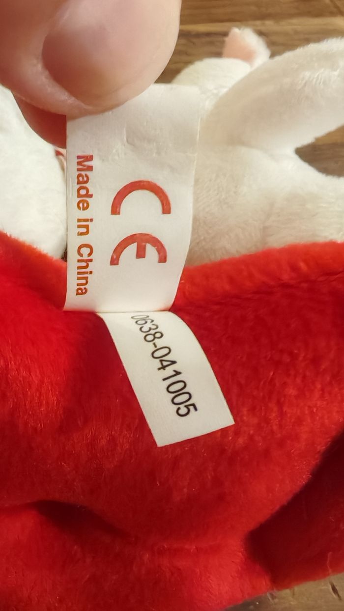 Peluche 2 ours blancs bisous sur cœur Gipsy 15cm - photo numéro 4