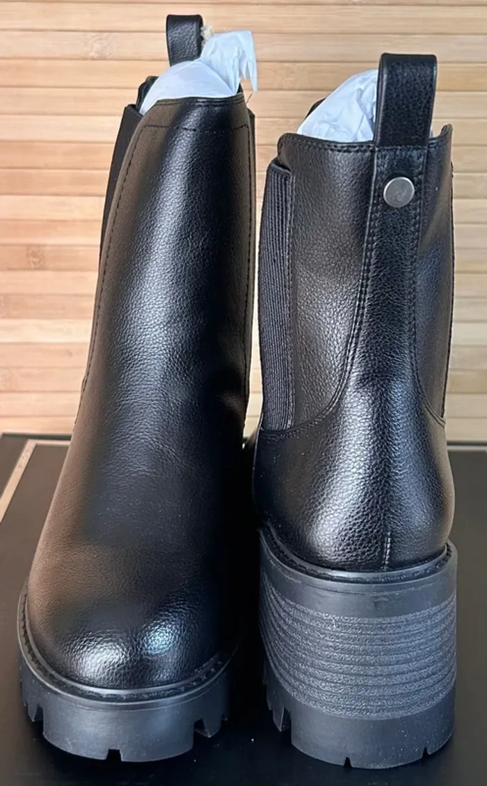 Bottines pour femme noires Jomix 40 – semelles compensées crantées – tendance automne hiver - photo numéro 3