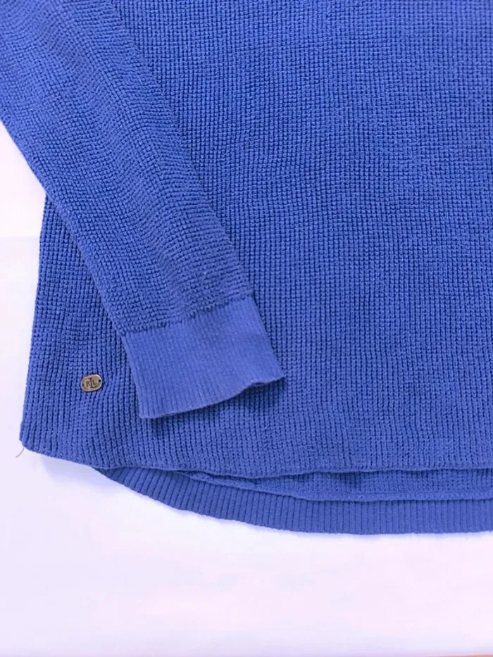Pull bleu Ralph Lauren femme taille XL petit prix car découpé en bas - photo numéro 6