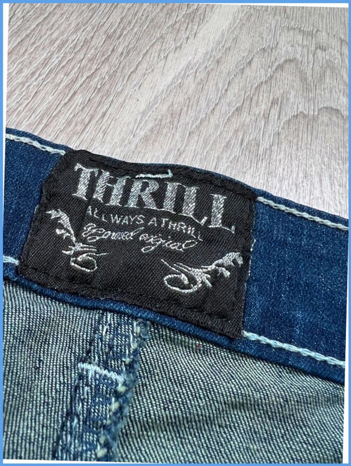 Short en jean vintage Femme Bleu marine à bijoux – Taille M - photo numéro 12