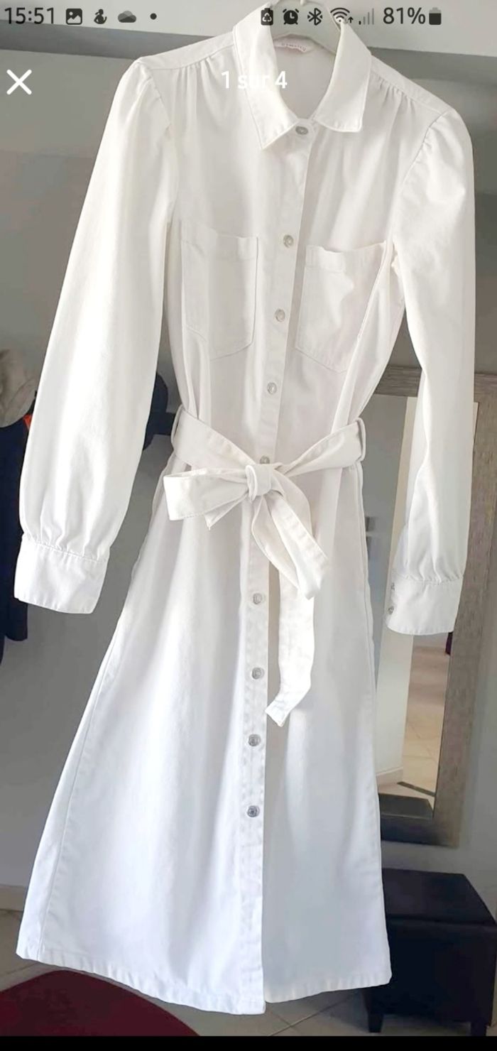 Robe en jean blanc ecru