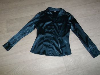 Chemisier  CAMAIEU bleu canard satiné "fêtes, soirées" taille 40 TBE