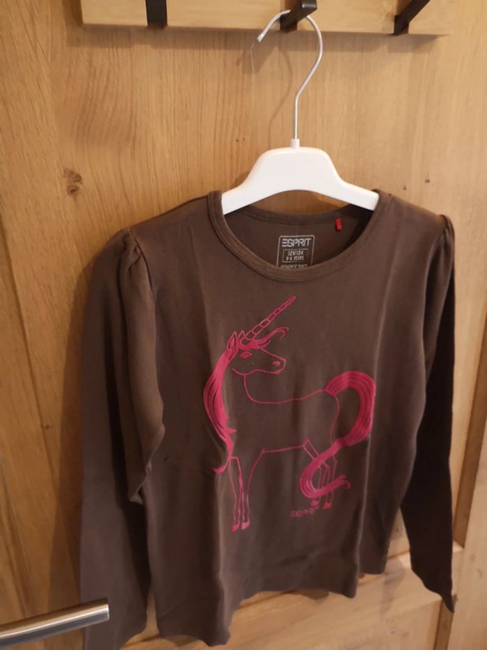 T-shirt Esprit en brun à imprimé licorne rose 9 ans - photo numéro 3