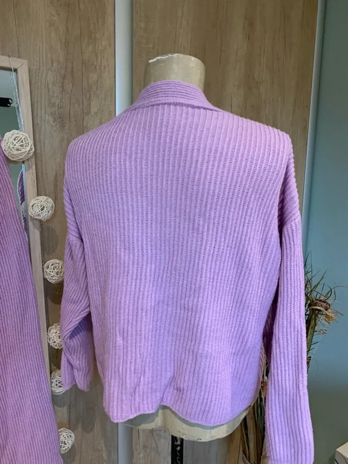 Joli ensemble cardigan et pantalon large en maille femme - photo numéro 5