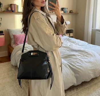 Sac frange noir simili cuir