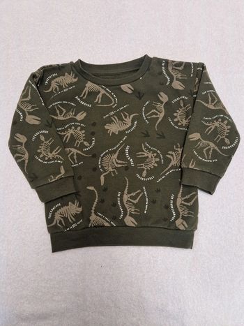 Sweat kaki molleton garçon 24/36 mois Primark motifs squelettes de dinosaures