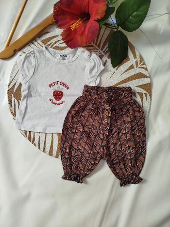 Ensemble sarouel et t-shirt 1 mois fille été