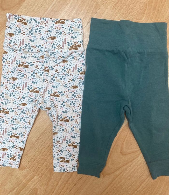2 leggings taille haute - 3 mois
