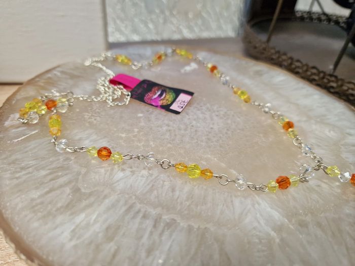 Collier Sautoir Argenté Orange Jaune - photo numéro 13