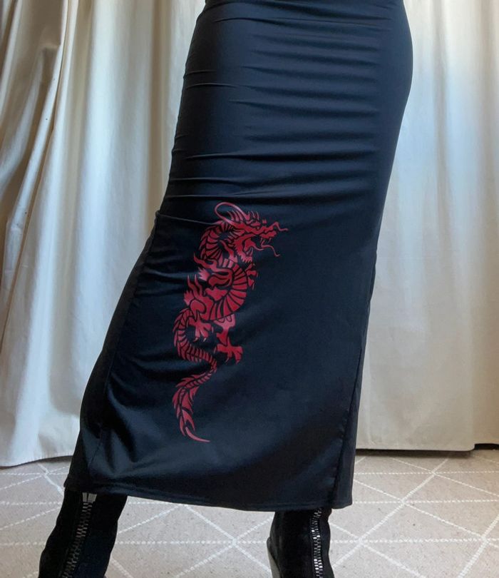 Sublime robe longue moulante 🐉 vintage Goth 90s - Taille S - photo numéro 3
