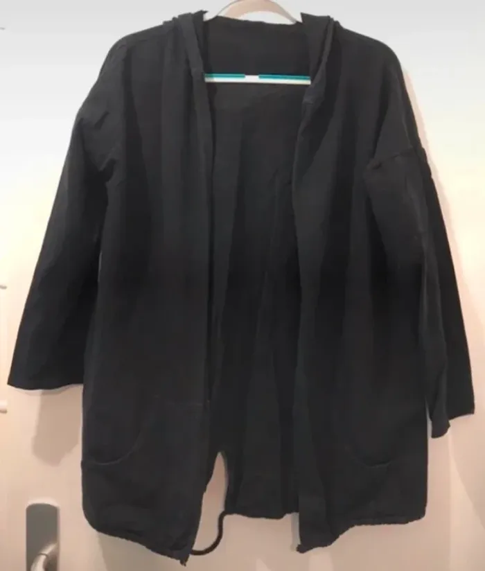 Veste unisexe demie saison capuche manche longue noir argenté taille XL