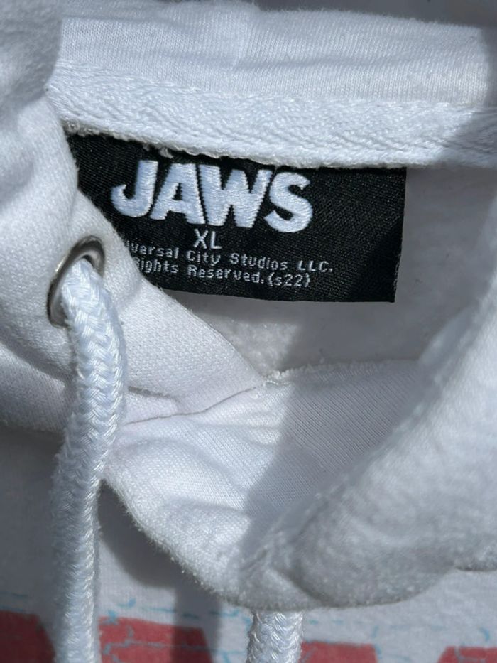 Sweat-shirt à capuche blanc JAWS taille XL Les dents de la mer - photo numéro 3