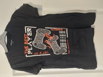 Maillot t-shirt noir gamer manettes 14 ans