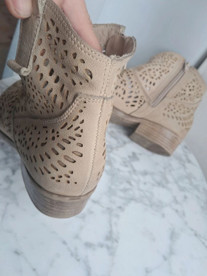 Bottines low boots beige en cuir P.36 - photo numéro 7