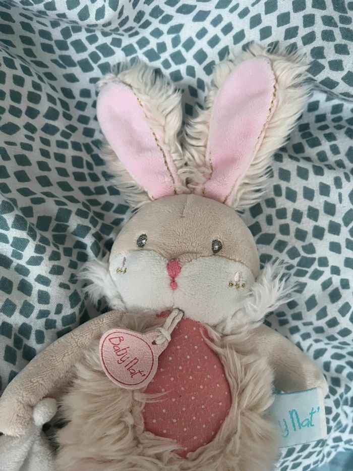 Doudou lapin mouchoir baby nat - photo numéro 2
