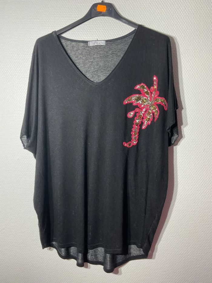 T-shirt « palmier » femme taille unique (38-44)- new sunshine - neuf avec étiquette
