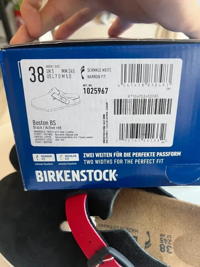 Birkenstock Boston Bs Noir Rouge 38 - photo numéro 5
