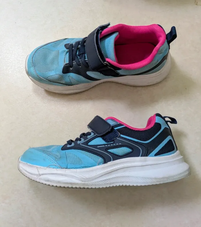 Baskets de sport fille bleu et rose à scratch - Gémo - Pointure 36