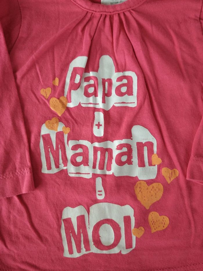 Tee shirt chemise manches longues Fille 3 mois "Papa+Maman=Moi" Kitchoun 100% coton - photo numéro 4