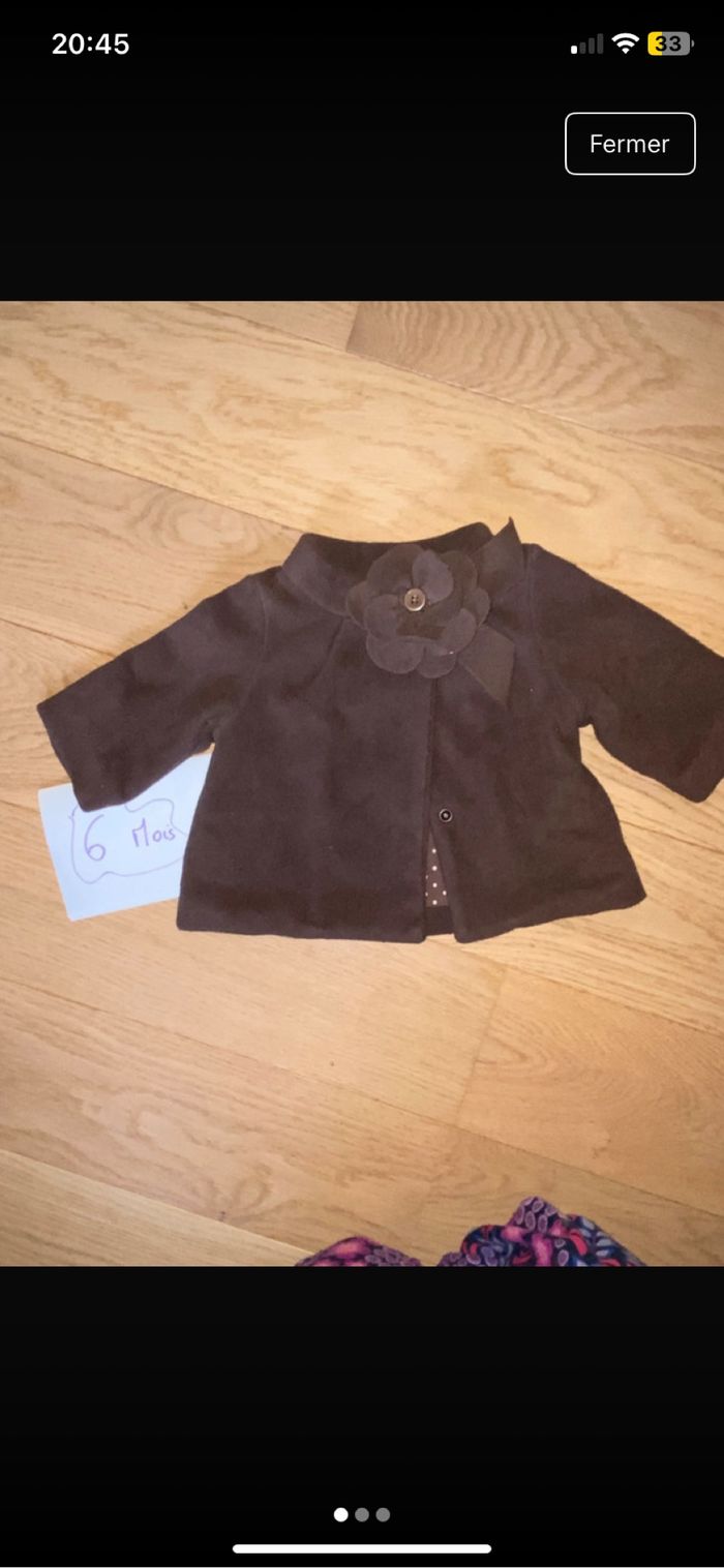 Veste chaude hiver marron à grosses fleurs – Sergent Major – 6 mois