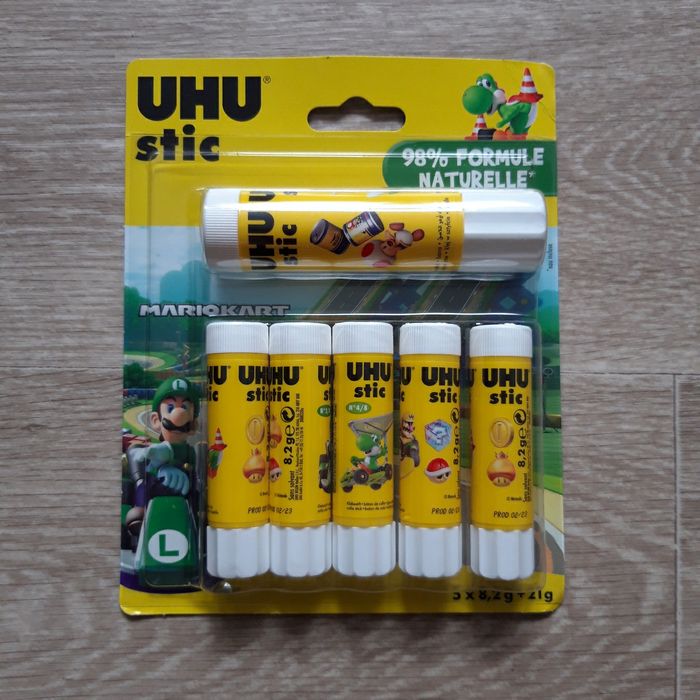 Lot de 6 tubes de colle Mario Kart Uhu Stic NEUF