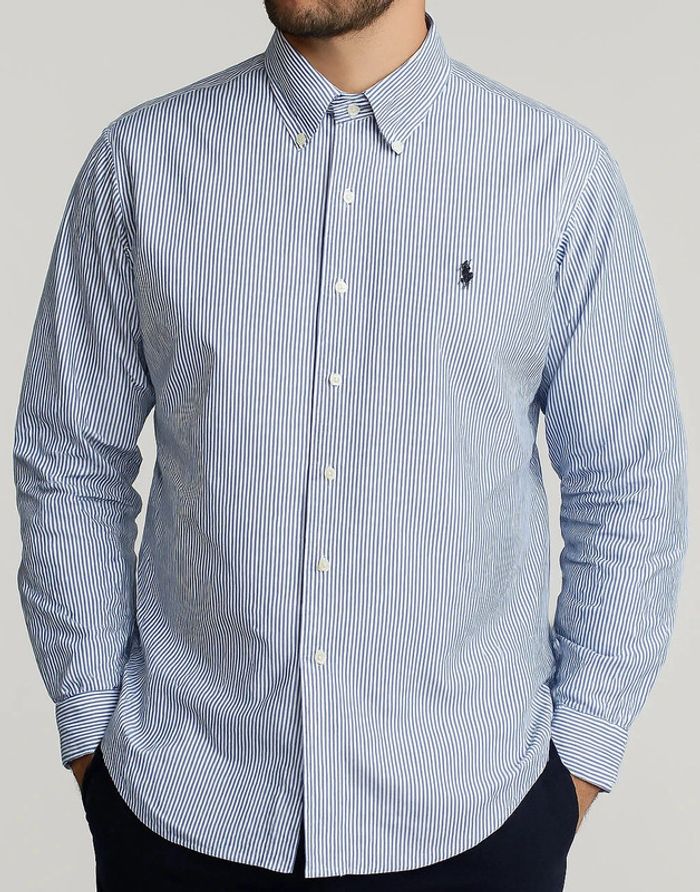 Chemise Ralph Lauren rayée bleue et blanche – Taille XL