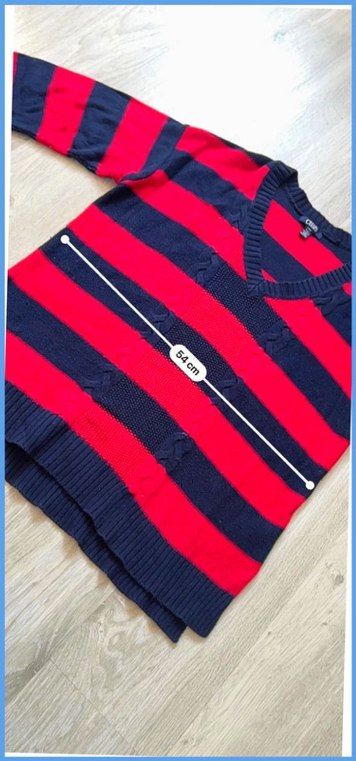 Pull torsadé Femme Chaps Rouge et Bleu marine Taille L - photo numéro 5