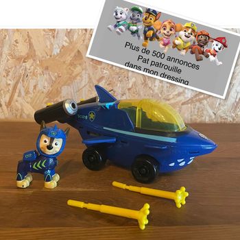 Idée Cadeau 🎁 Figurine Aqua Pups de Chase avec avec son véhicule de la Pat Patrouille