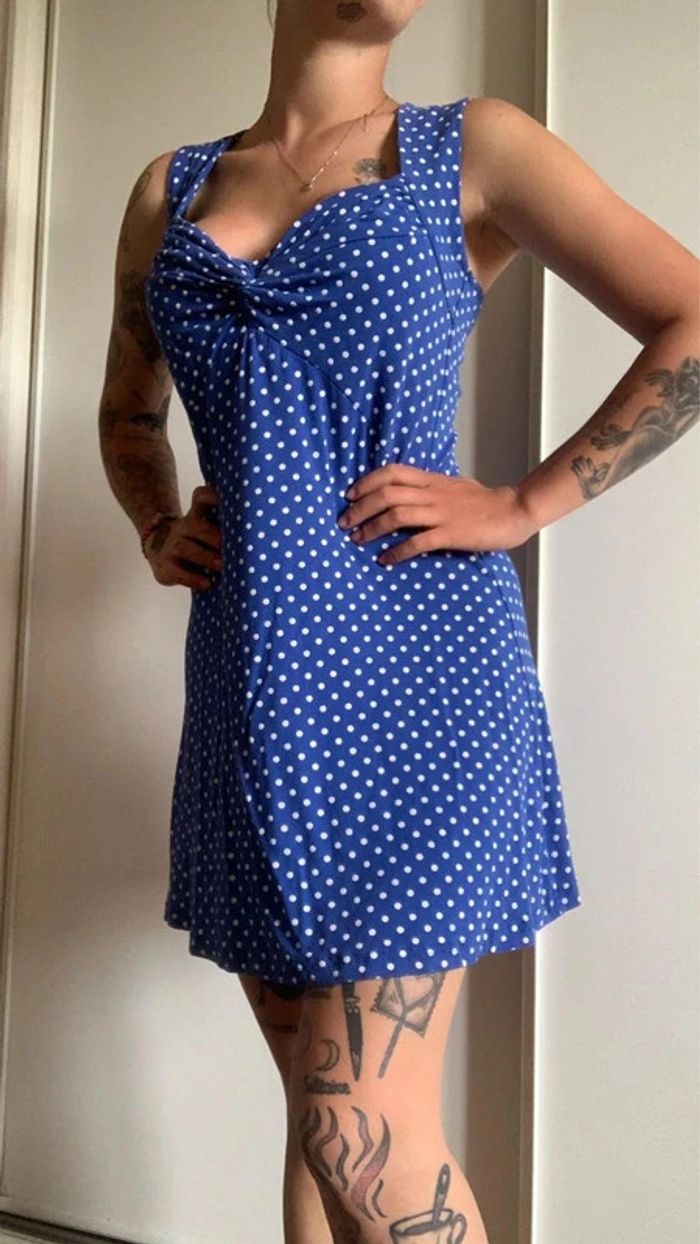 Robe d’été bleue à pois taille s 36 - photo numéro 3