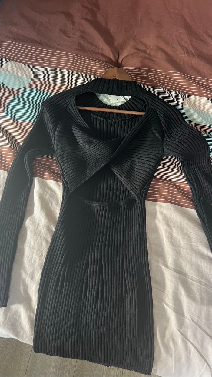 Robe longue noire côtelée Kilky S/m
