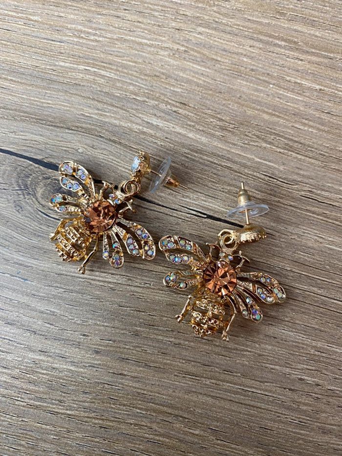 Boucles d oreilles acier abeilles rétro - photo numéro 5