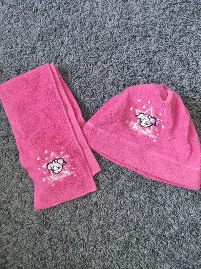 Lot en polaire bonnet bébé et écharpe fille - photo numéro 2