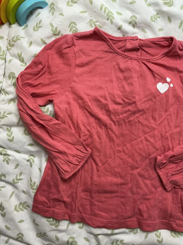 teeshirt manches longues rose coeur poitrine bébé rêve 36 mois - photo numéro 5