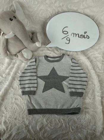 Pull Garçon 6/9 mois étoile H&M 100% coton