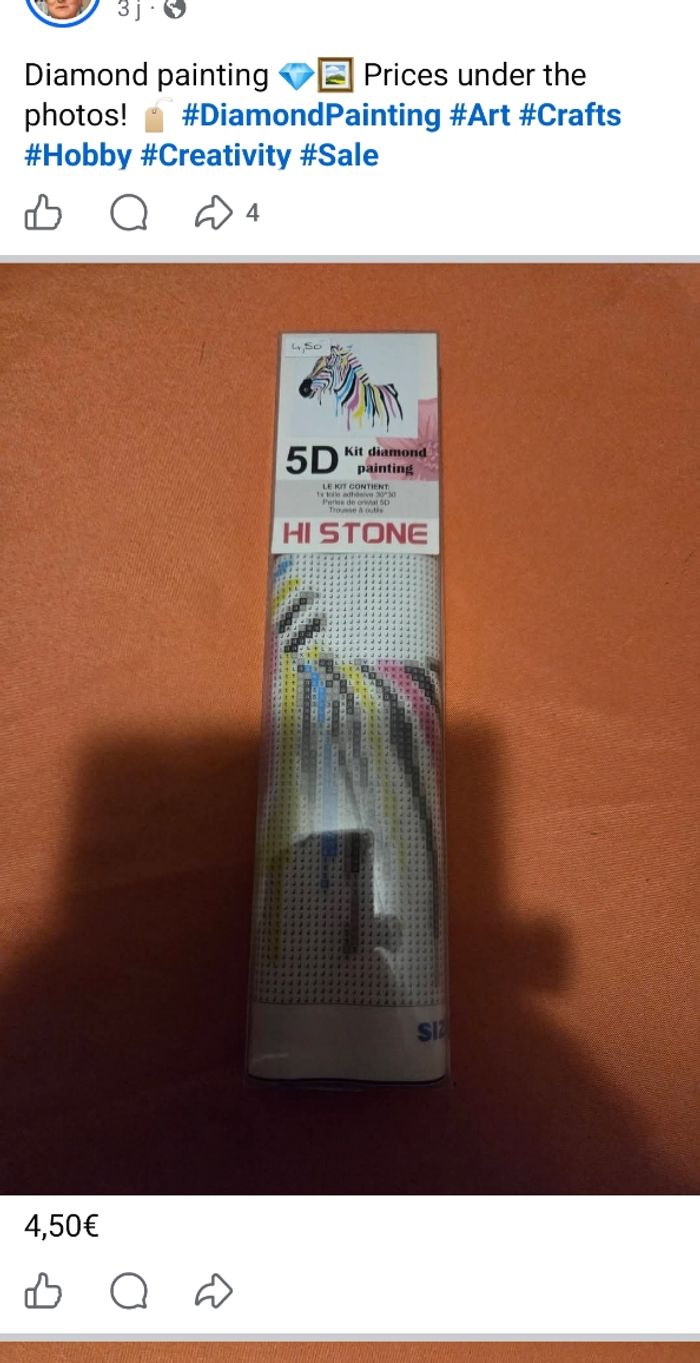 Diamond painting zèbre