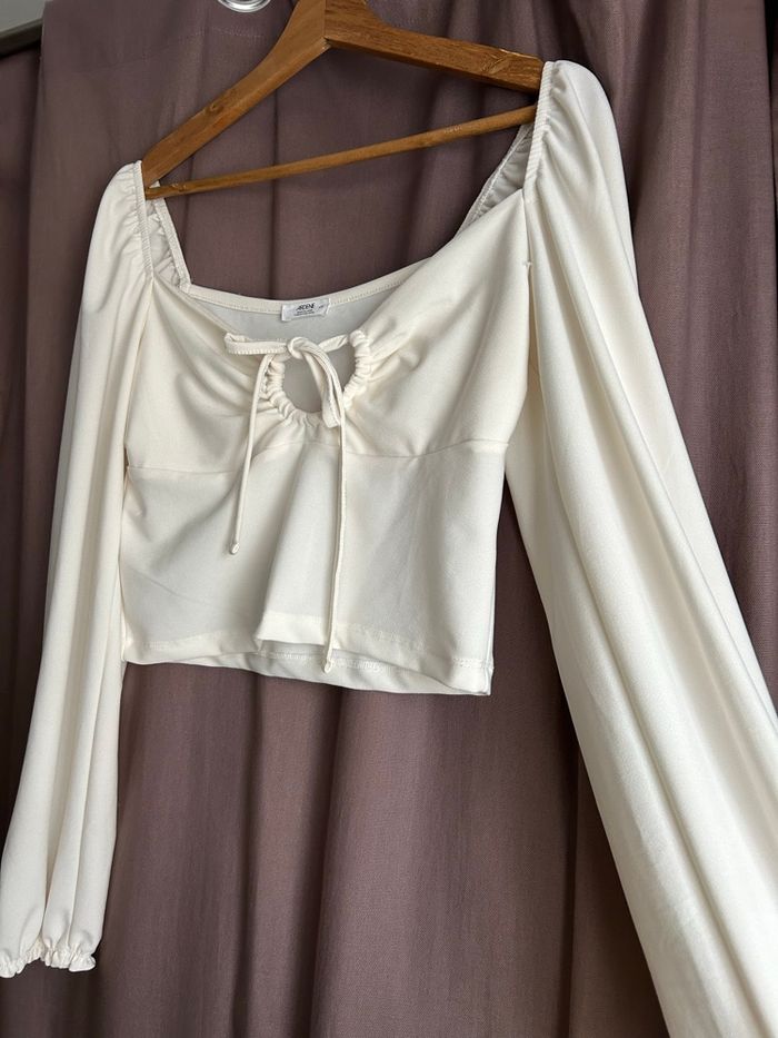 Crop top blanc manche longue - photo numéro 4