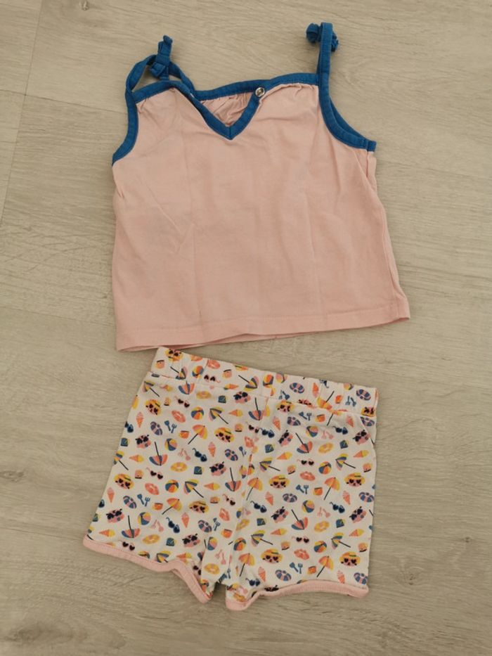 Pyjama short débardeur 12 mois fille 1 an - photo numéro 2