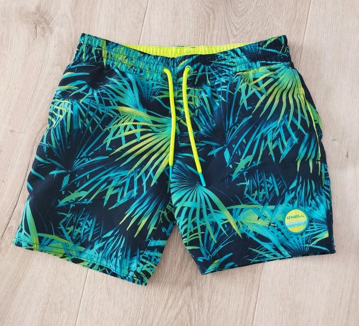 Short bermuda de bain garçon bleu marine jaune et turquoise taille 10 ans O'Neill