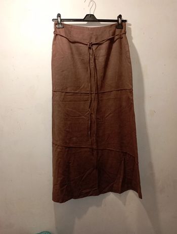 Jupe longue imitation daim marron clair