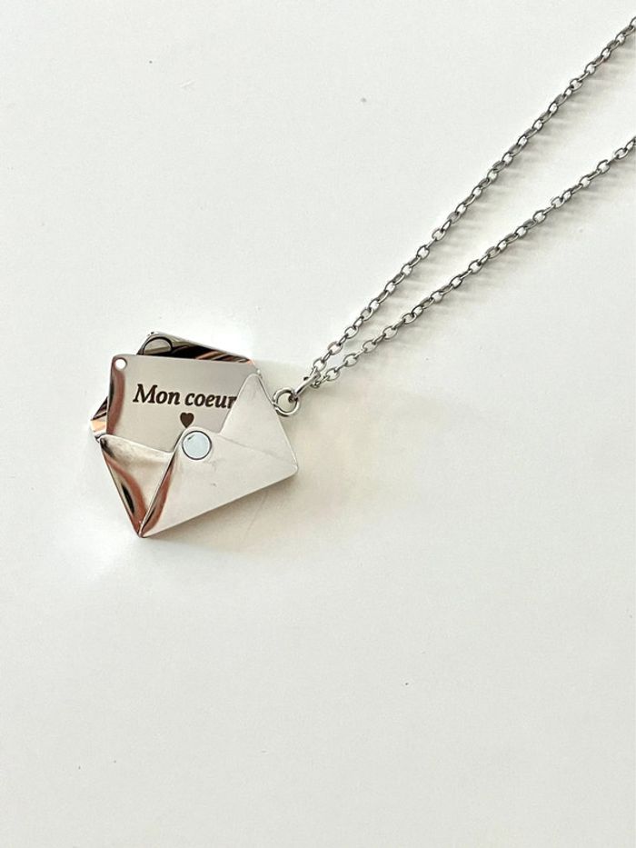 très joli collier Enveloppe Paris argenté pendentif Mon Cœur enveloppe neuf idée cadeau