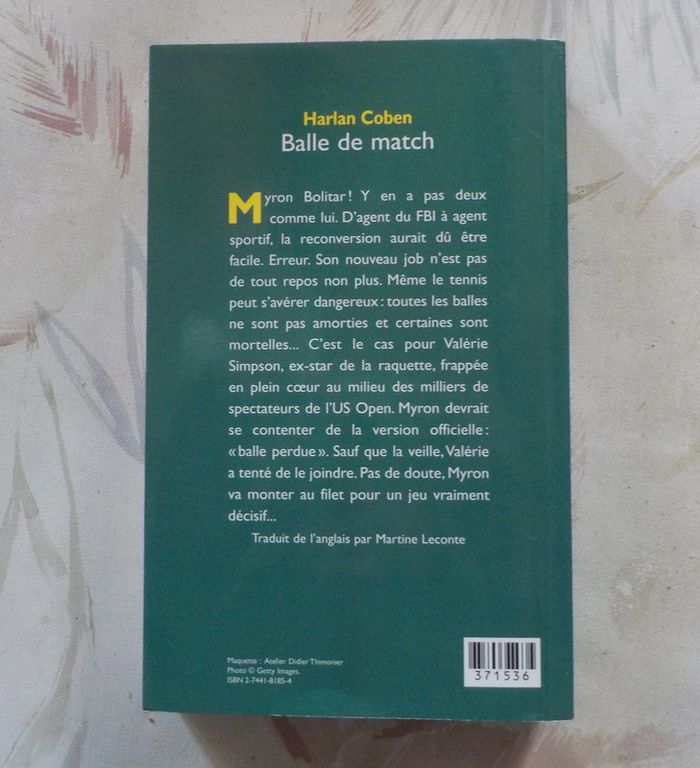 Balle de match d'Harlan Coben Ed. France Loisirs - photo numéro 2
