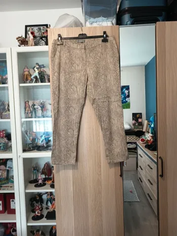 Pantacourts motif serpent beige marron In Extenso - Taille XL 42