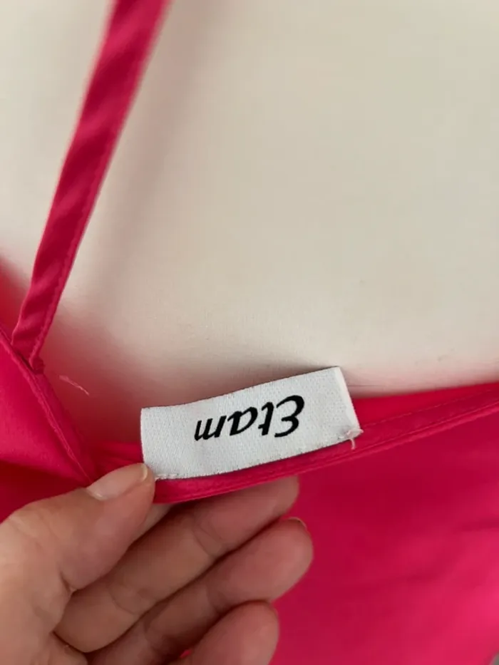 Etam top, caraco, rose, satin fuchsia, taille 38 femme - photo numéro 3