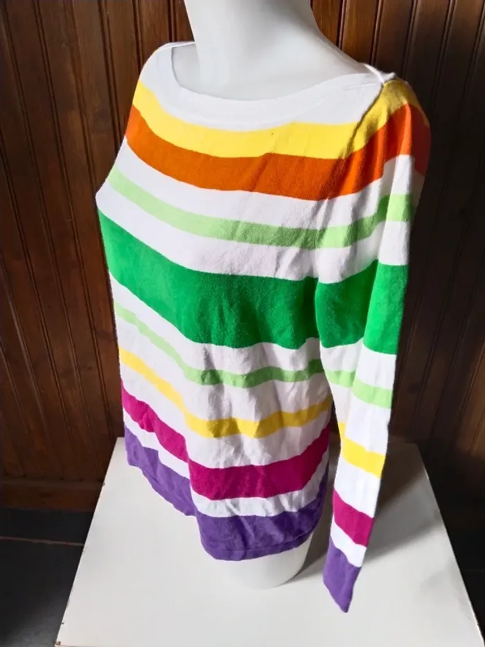 Superbe pull rayé de marque Lauren Ralph Lauren femme taille L 40 42 - photo numéro 4