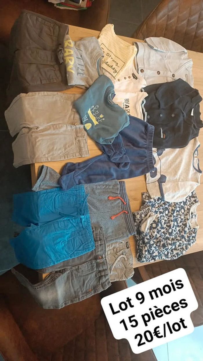 Lot garçon 9 mois 15 pièces