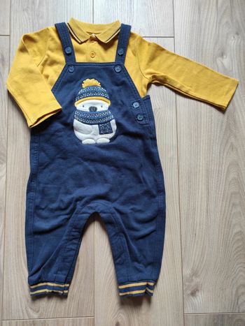 Ensemble salopette + polo longues manches 12 mois