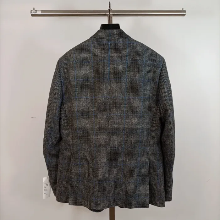 Veste à carreaux en lin Collection Premium - Taille 50 A490 - photo numéro 8