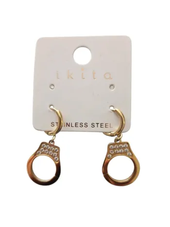 Boucles d’oreilles dorées Ikita inoxydable avec strass